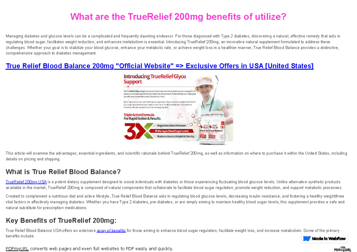 True Relief 200mg USA: Benefits for Diabetes Management and Metabolism ...
