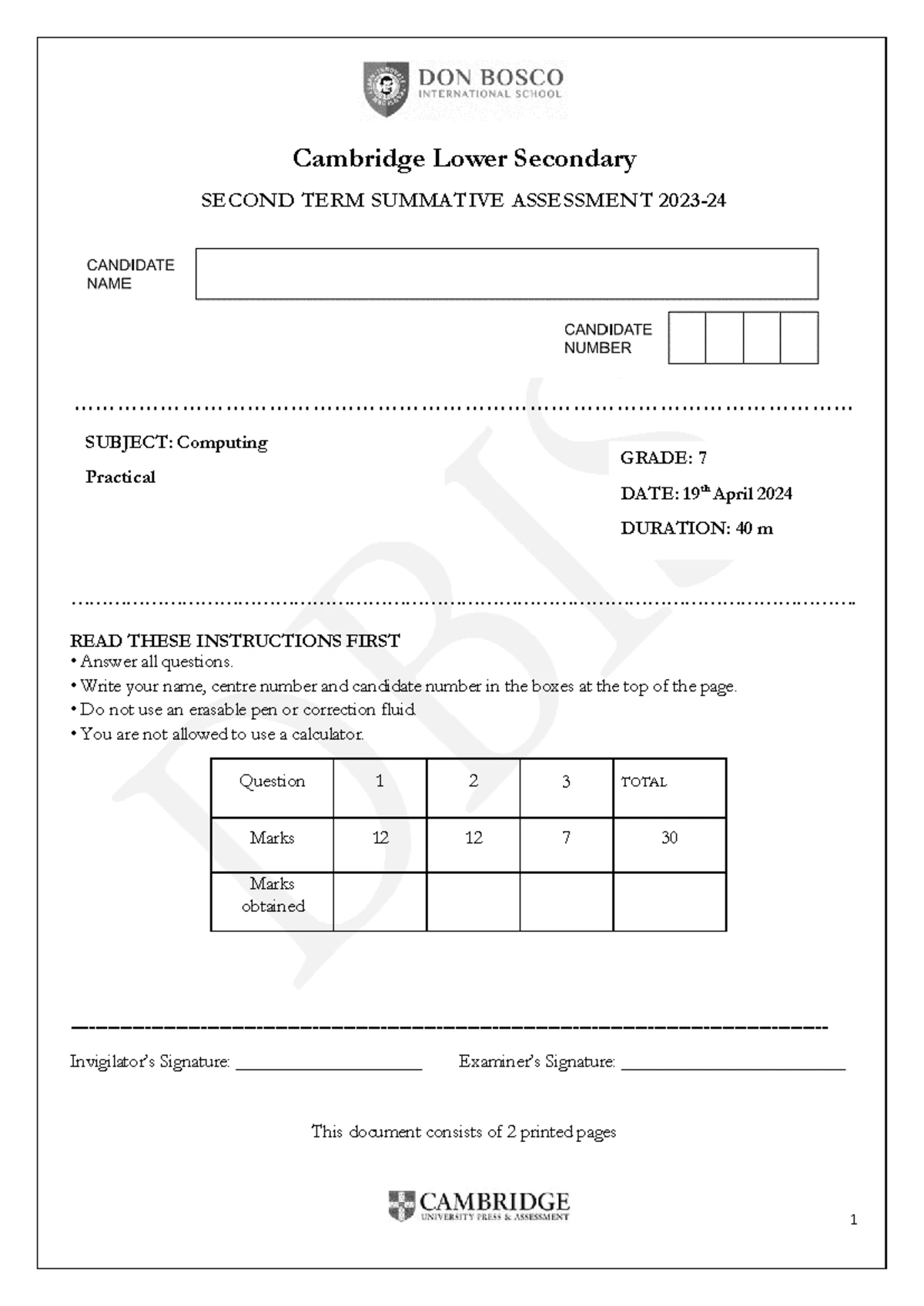 Cambridge Lower Secondary Computing G7 SA2 Practical Notes - Studocu