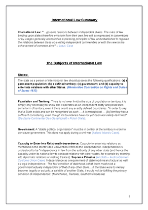 International-LAW-EXAM- Notes - INTERNATIONAL LAW EXAM SUMMARY 1 ...