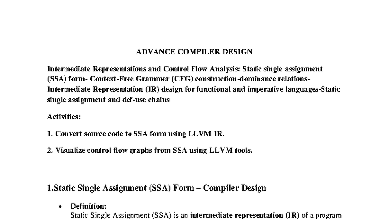 957519480 CP25C04 ACD: Intermediate Representations & Control Flow ...