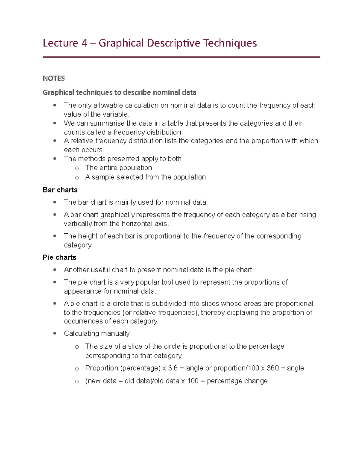 Lecture 4 - Lecture 4 – Graphical Descriptive Techniques NOTES ...