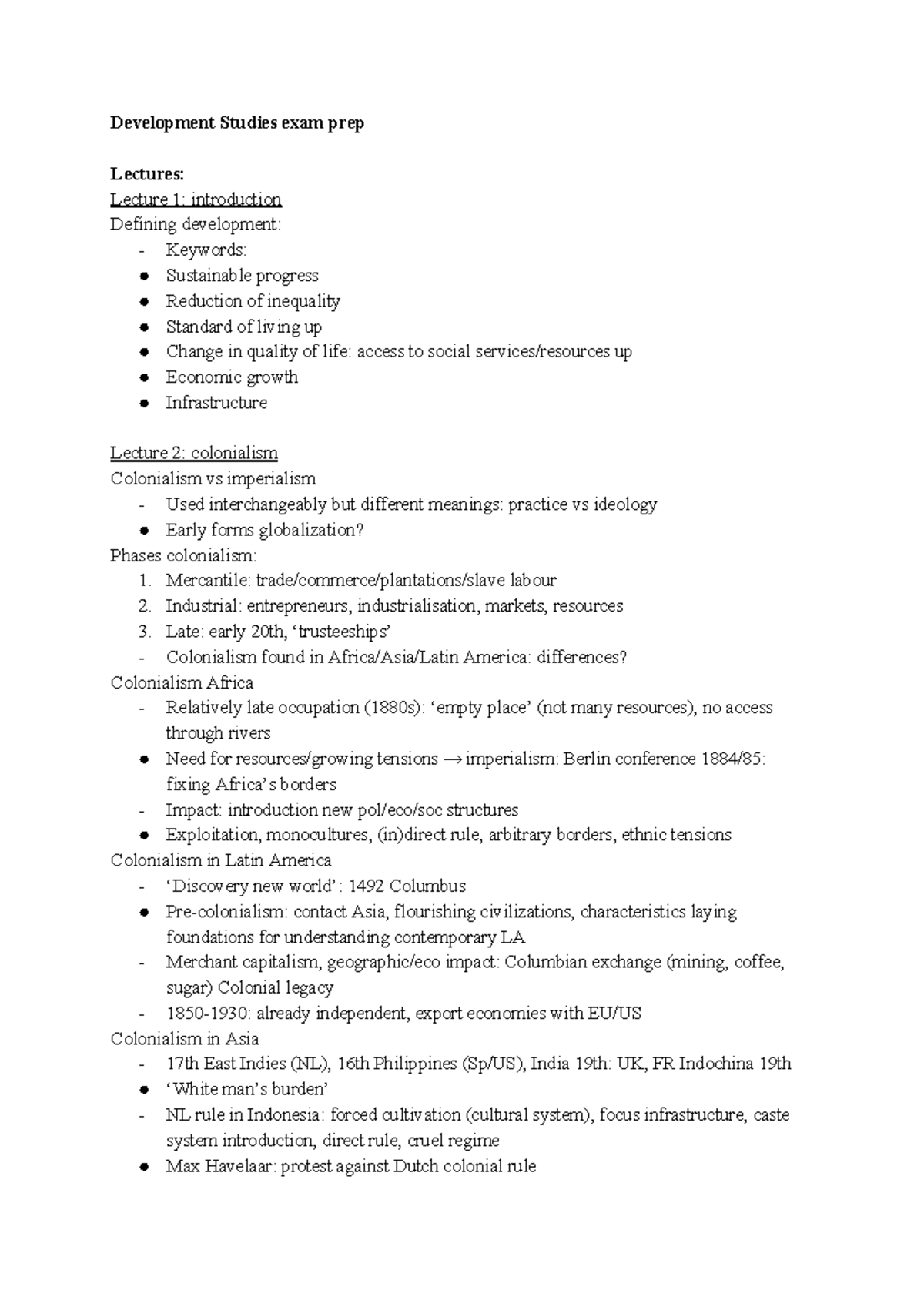 Development Studies (DS123) Final Exam Summary & Key Concepts - Studeersnel