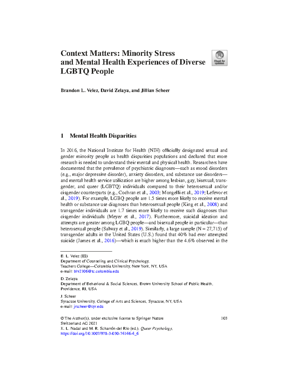 Mental Health Disparities in LGBTQ Populations: Insights and ...