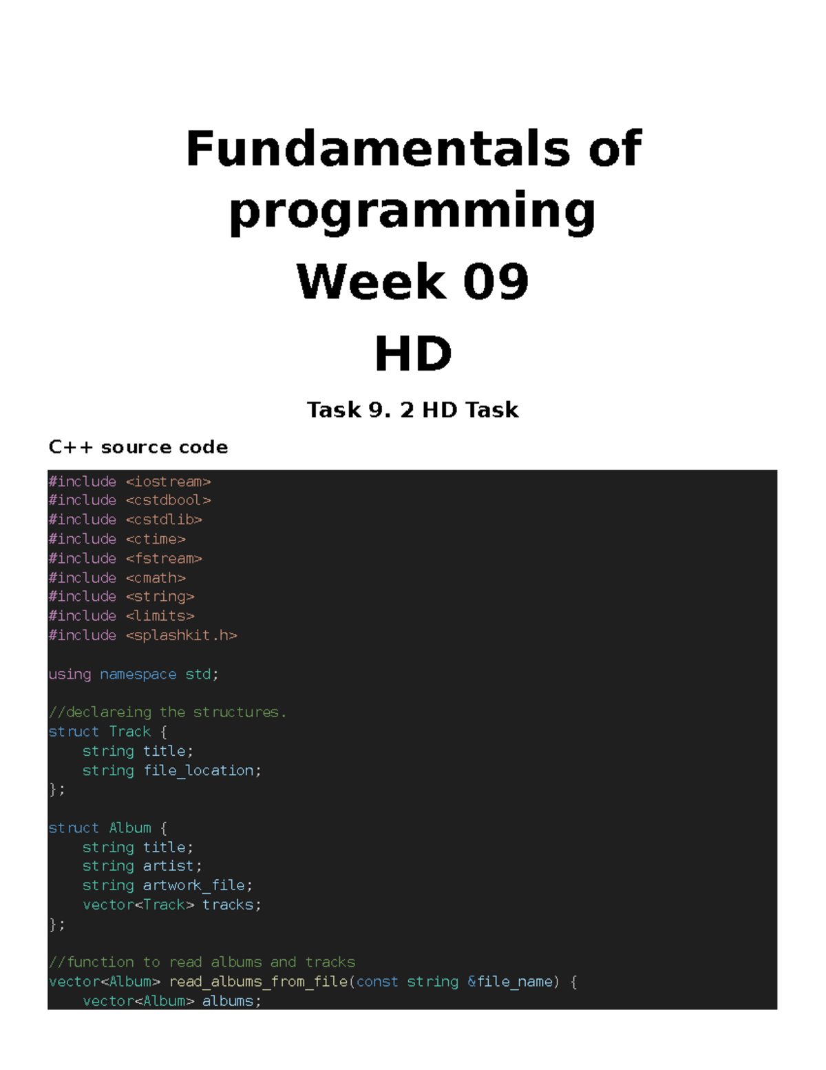 Week9 HD - week 9 HD Task music player in c++ - Fundamentals of ...