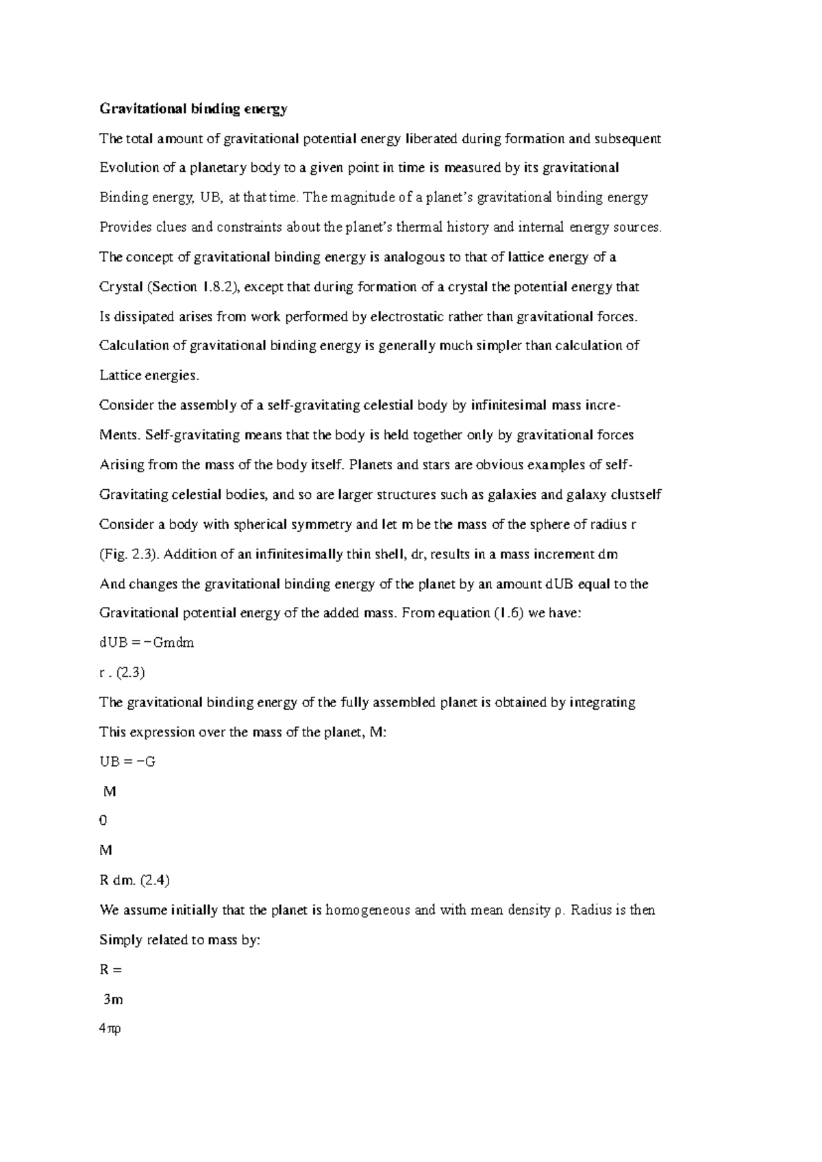 Gravitational binding energy - The magnitude of a planet’s ...