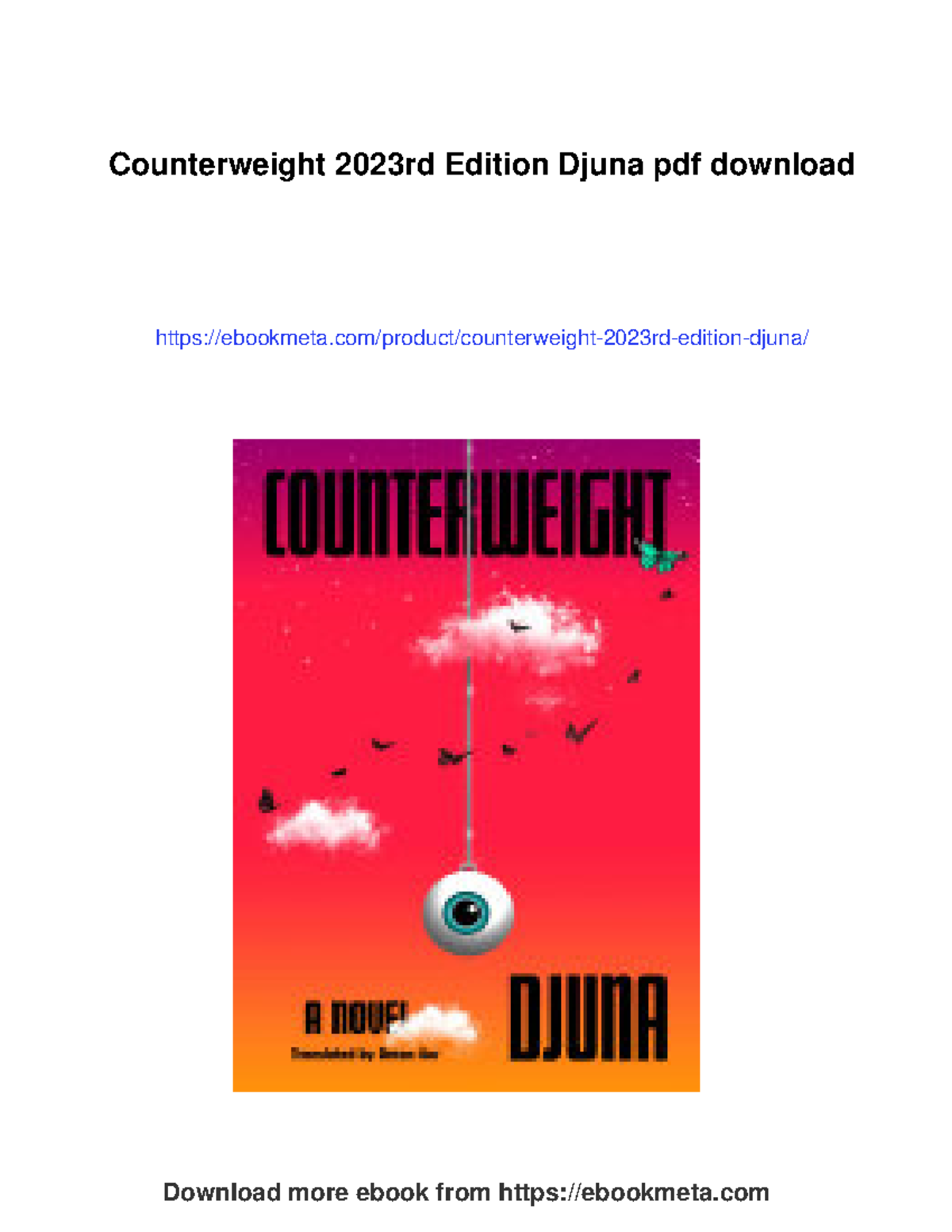 Counterweight: A novel by Djuna - 2023 edition overview - Studocu