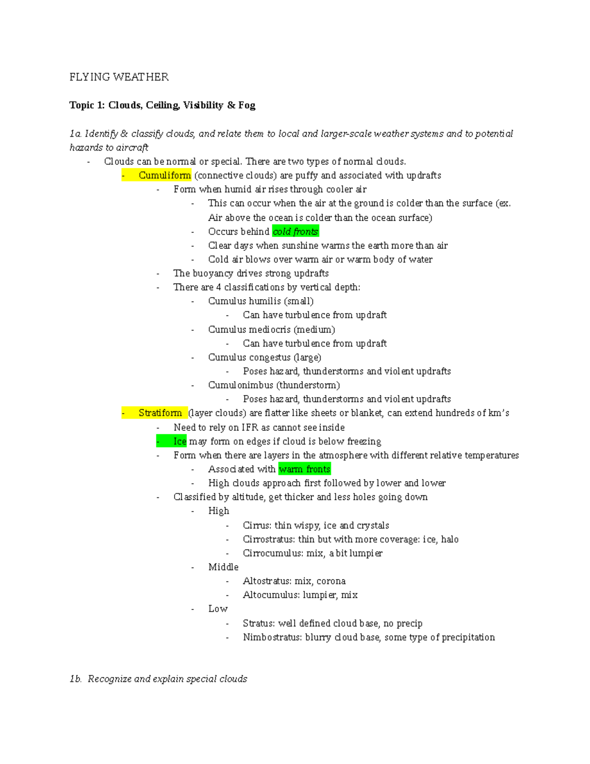 ATSC 113 Final Exam - Lecture notes 0-12 - FLYING WEATHER Topic 1 ...