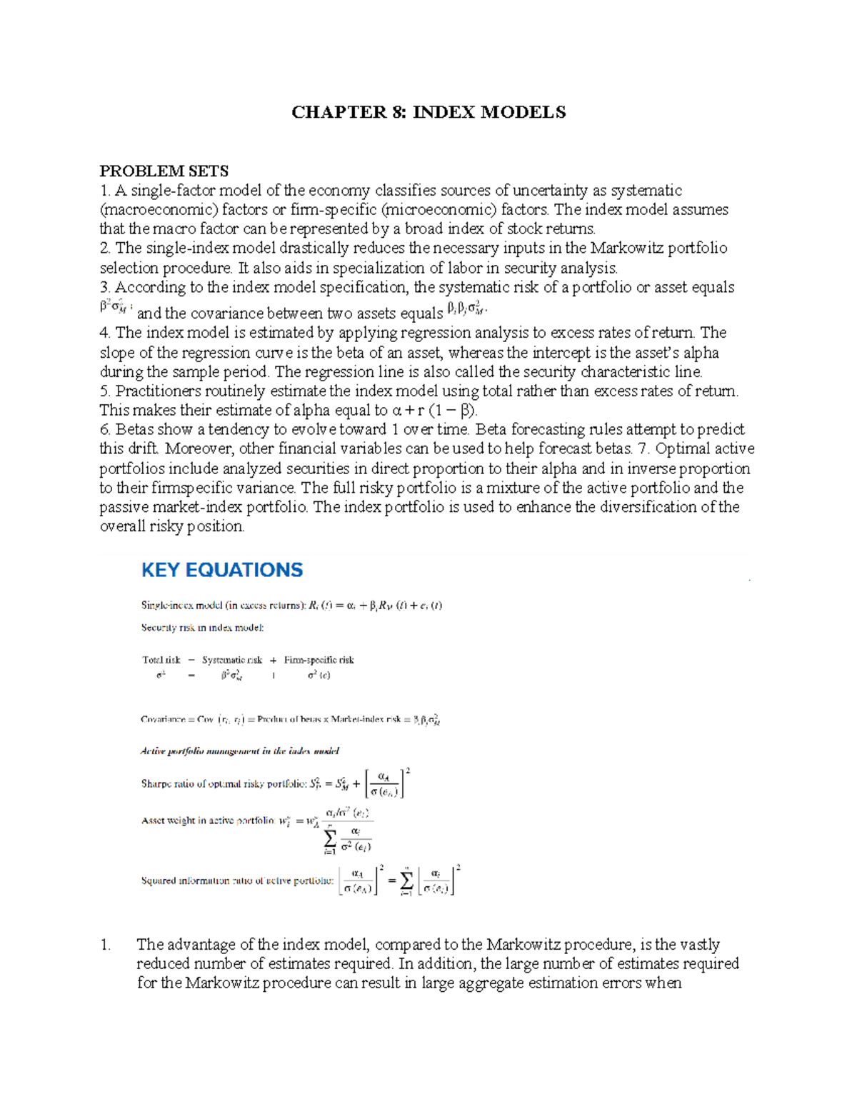 Chapter 8 Solutions: Understanding Index Models in Finance - Studocu
