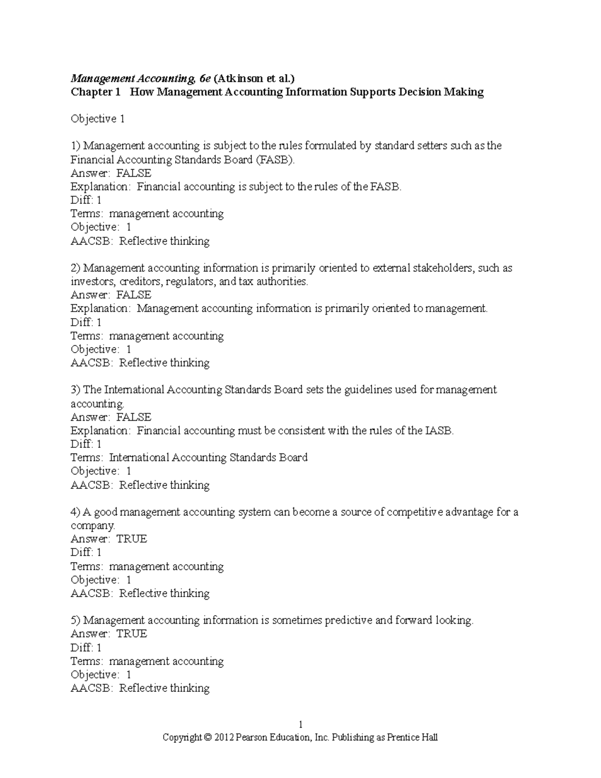 MGT 201 - Chapter 1 Lecture Notes: Management Accounting Insights - Studocu