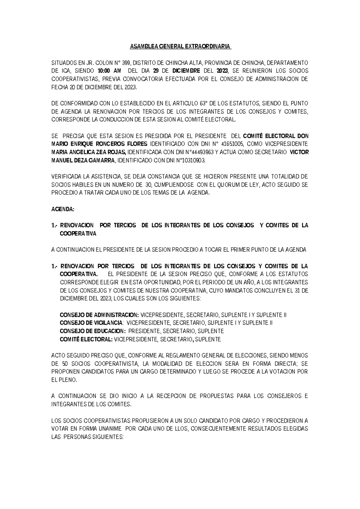 ACTA ASAMBLEA GENERAL EXTRAORDINARIA RENOVACION TERCIOS 2024 - Document Preview