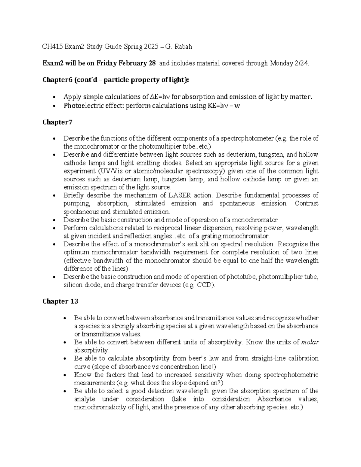 CH415 Exam 2 Study Guide: Key Concepts in UV-Vis Spectroscopy - Studocu