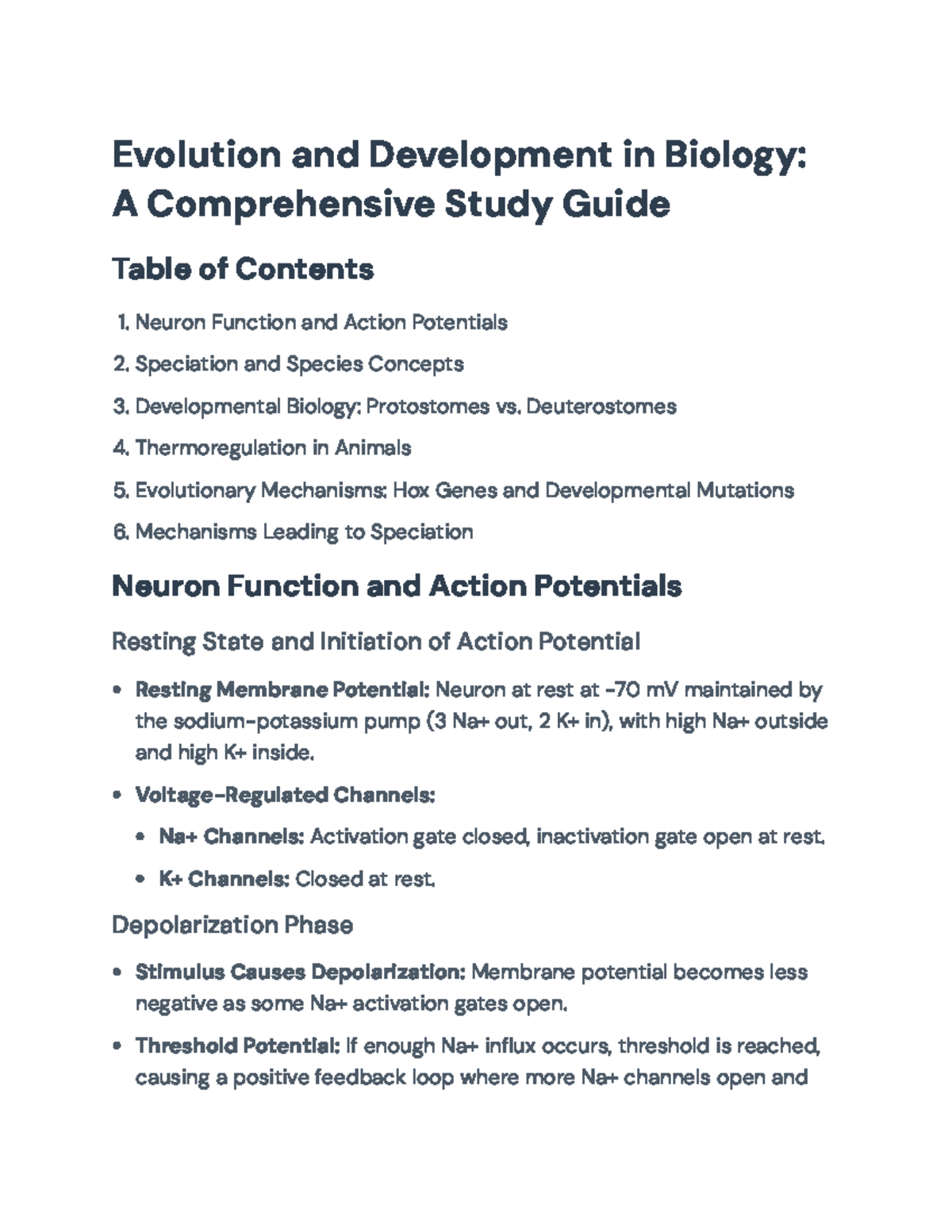Comprehensive Study Guide on Evolution and Development in Biology ...