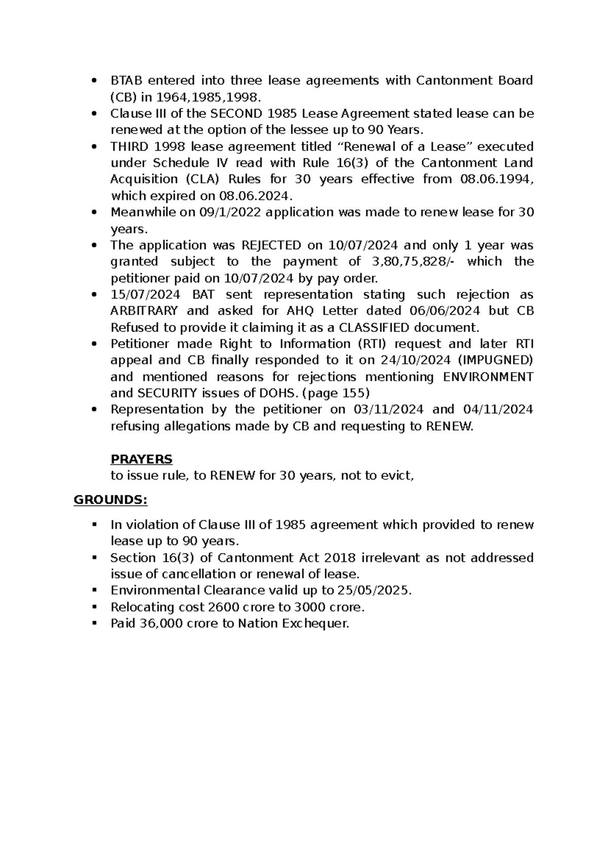 BAT bijio memoria - BTAB entered into three lease agreements with ...