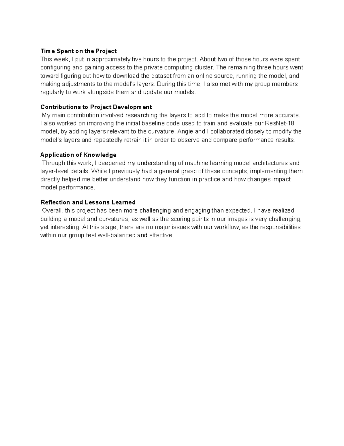 Individual Contribution Report: Project Insights and Reflections (4 ...