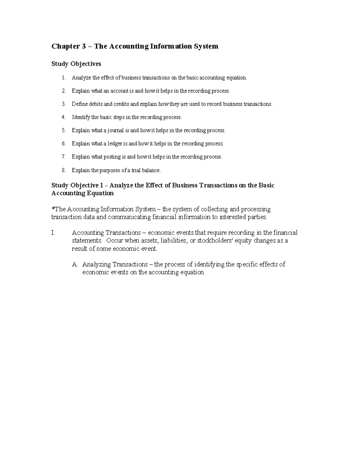 Chapter 3: Understanding the Accounting Information System in ACC 101 ...
