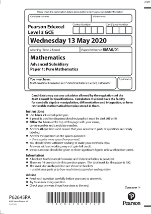 AS Level Mathematics 2023 - Past Paper Examination Details - Studocu