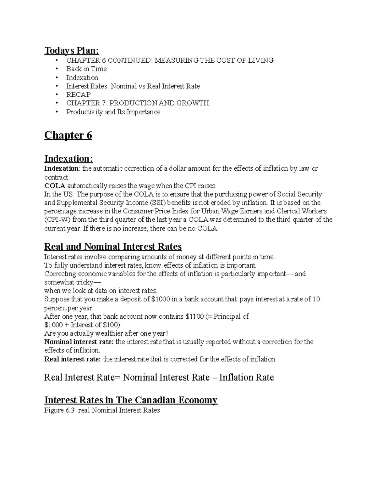 Lecture Notes: Intro to Macroeconomics - Chapters 6 & 7 Overview - Studocu