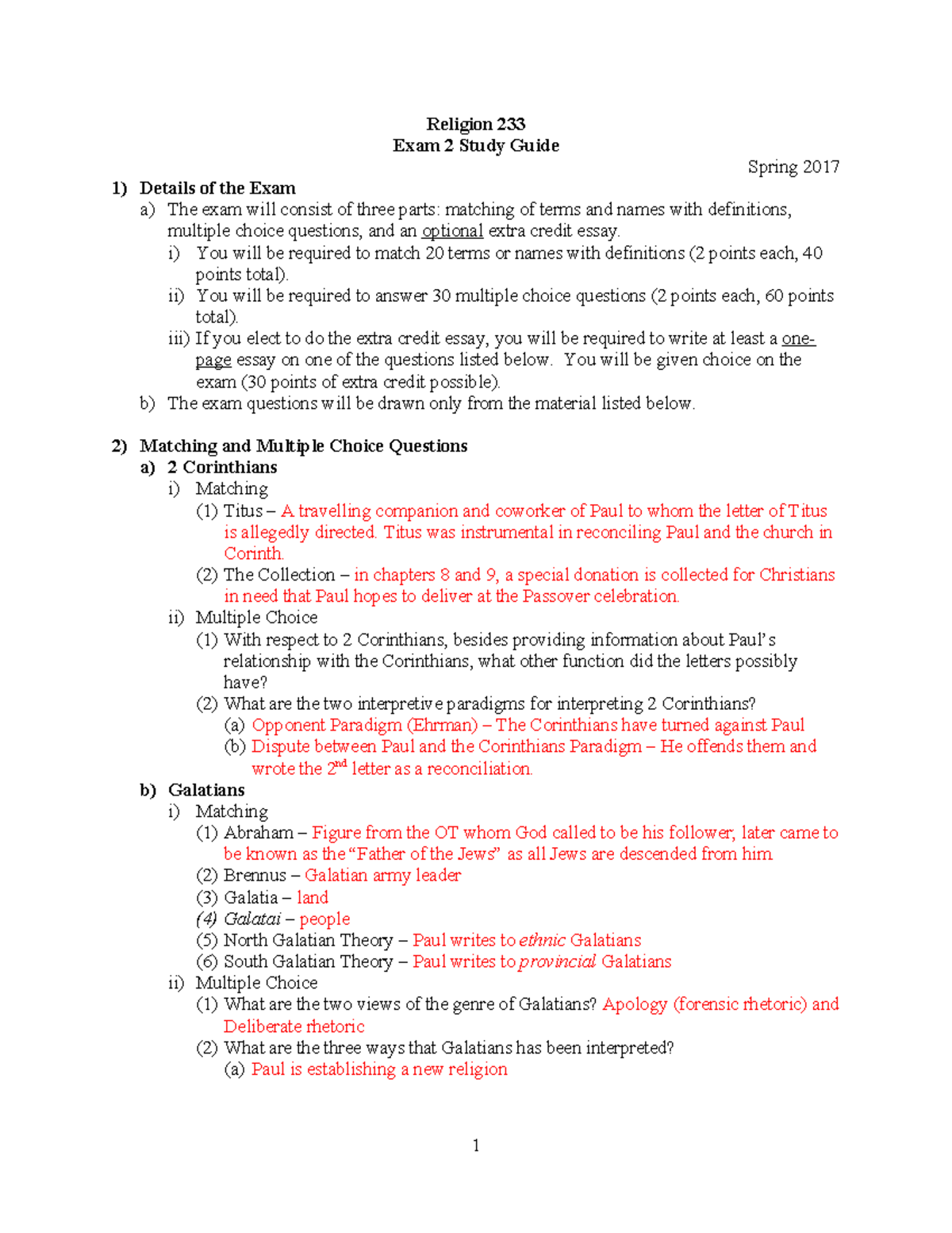Religion 233 Exam 2 Study Guide: Key Concepts and Questions - Studocu