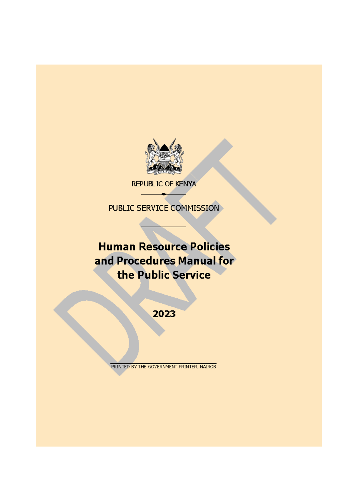 HR Policies & Procedures Manual for Public Service 2023 - Kenya - Studocu