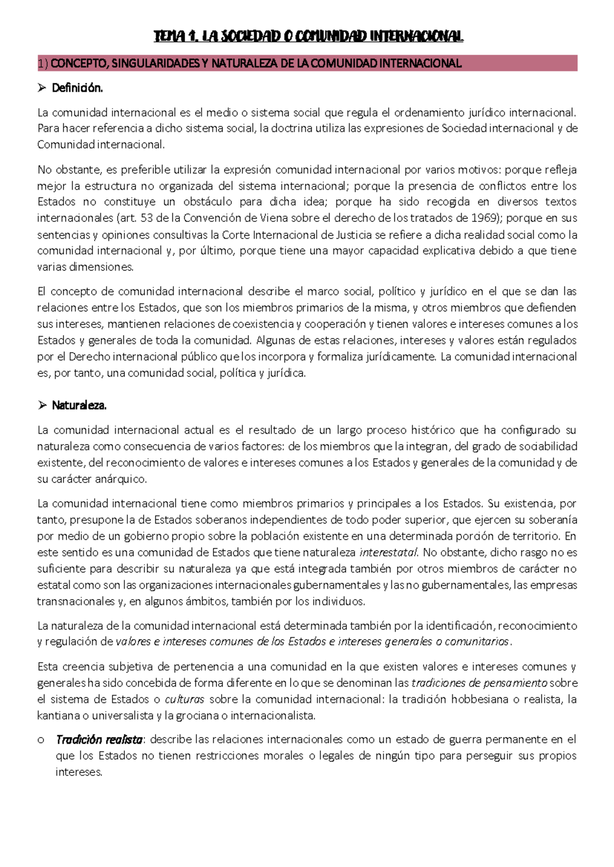 Derecho Internacional: Temario Completo TEMA 1 - Thania Marrero Martel - Document Preview