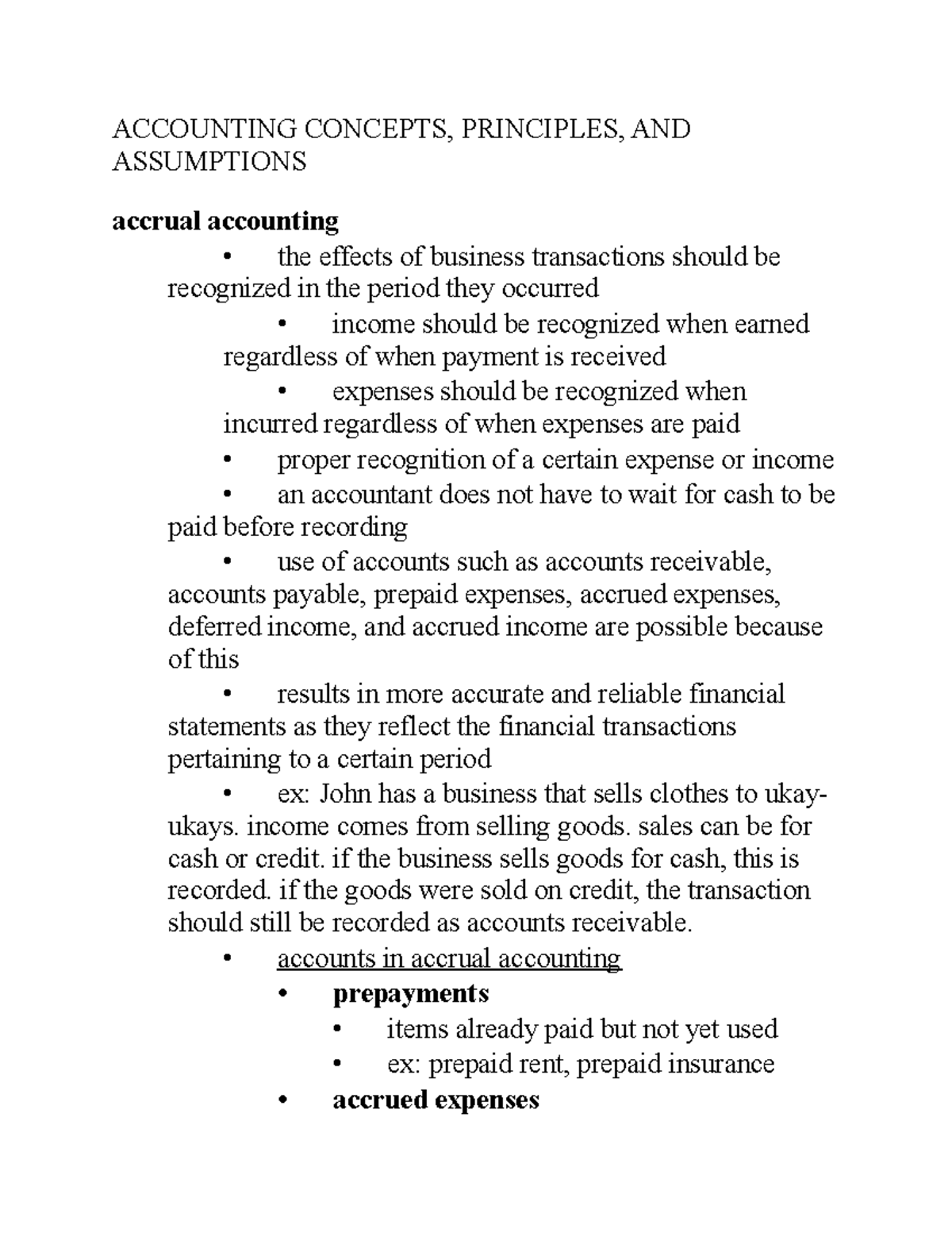 FABM 101 Midterm Reviewer: Accounting Concepts & Principles - Studocu