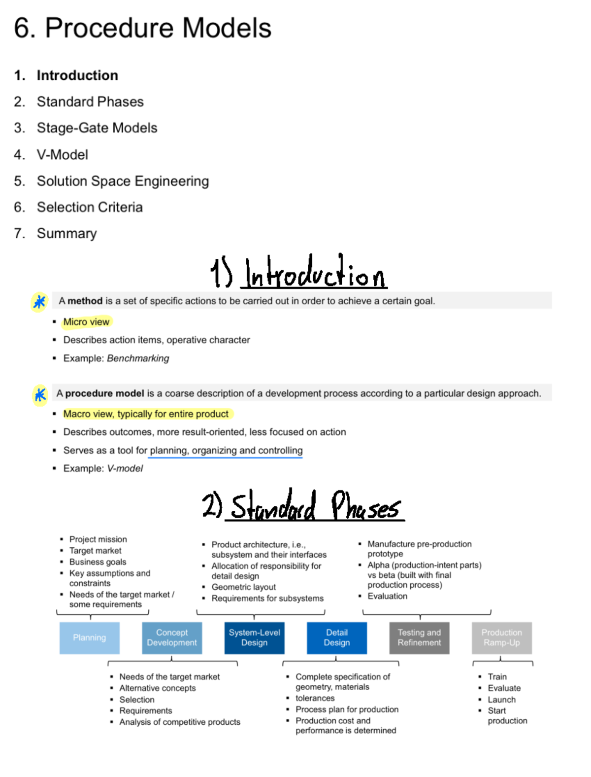 9. Procedure Models - Summary of the last chapter containing notes. - 1 ...