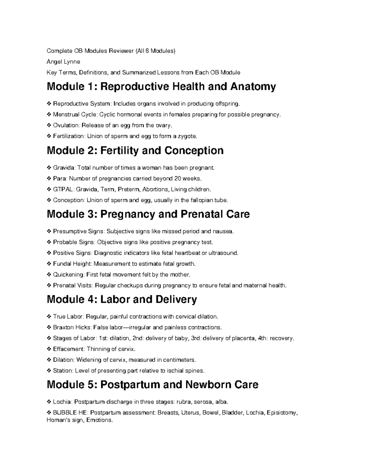 OB 101 Final Exam Reviewer: Key Terms & Summaries for All 6 Modules ...