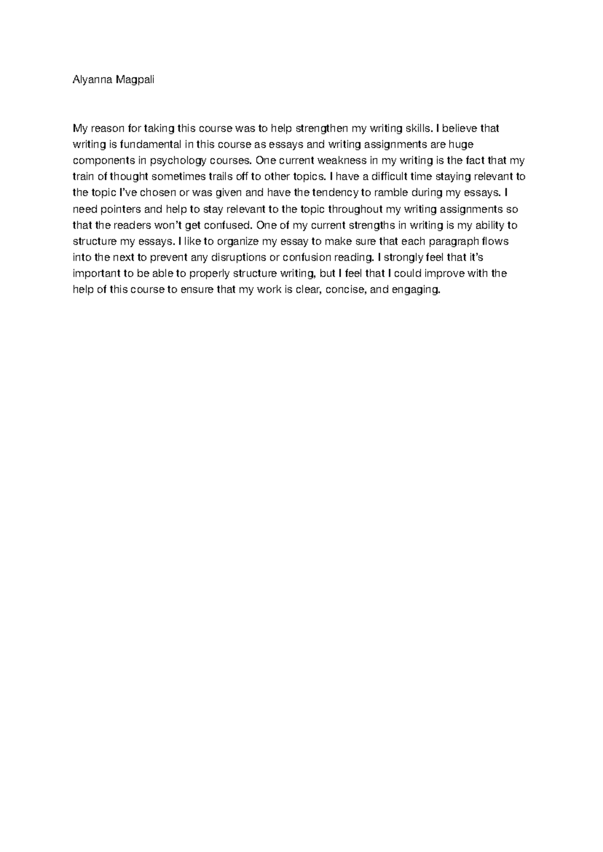 PSY101 Mini-Reflection Assignment on Writing Skills Development - Studocu