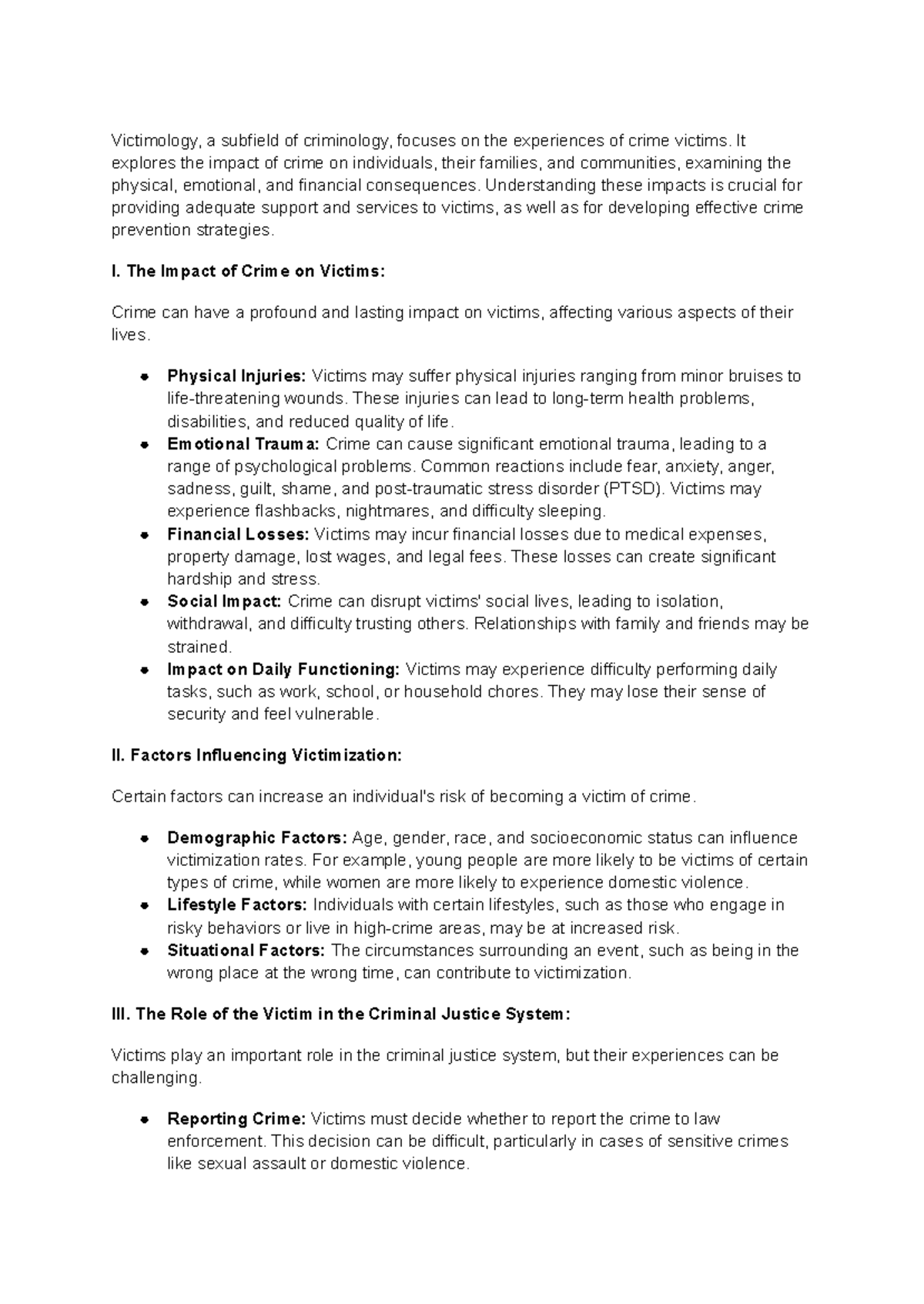 Victimology Understanding the Impact of Crime - Victimology, a subfield ...