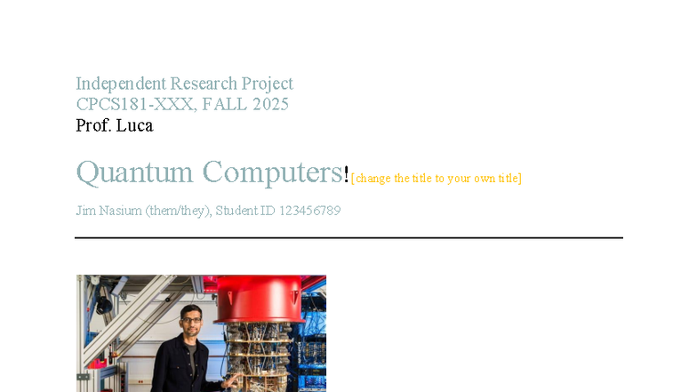 Independent Research Project: Quantum Computers (FALL 2025) - Studocu