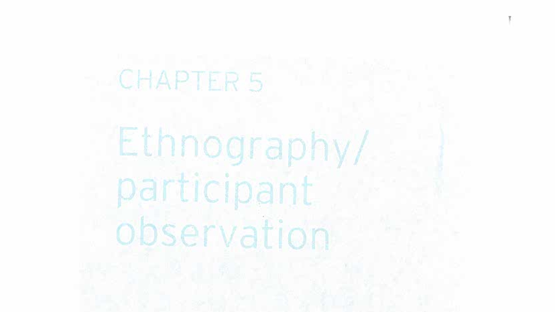 CHAPTER 5 Participant Observation: An Ethnographic Overview - Studocu