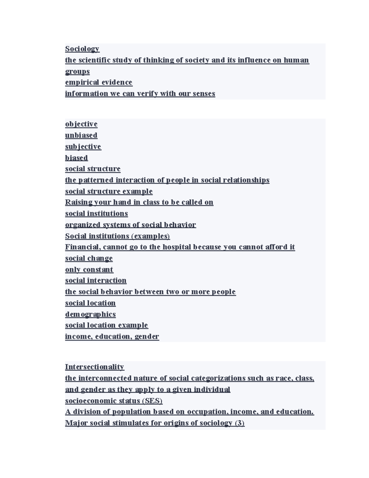 Sociology Exam 1 - Key Concepts and Answers Overview - Studocu