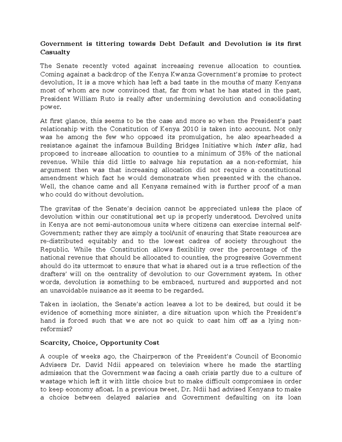 Debt Crisis and Devolution: Implications for Kenya's Governance System ...