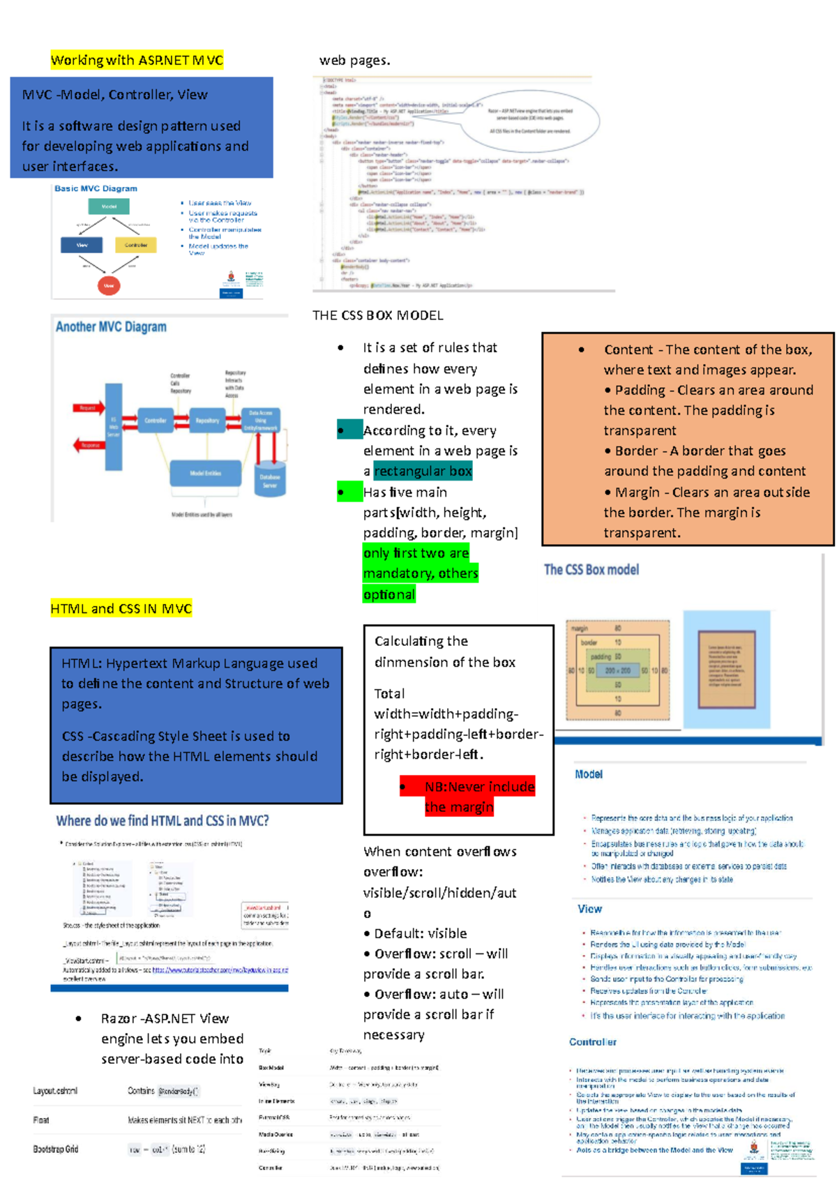 INF271-Semester 1-Cheat Sheet: ASP.NET MVC & CSS Box Model - Studocu