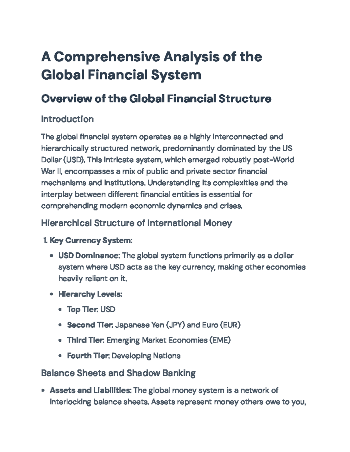 Global Financial System Overview: Structure & Institutional Dynamics ...