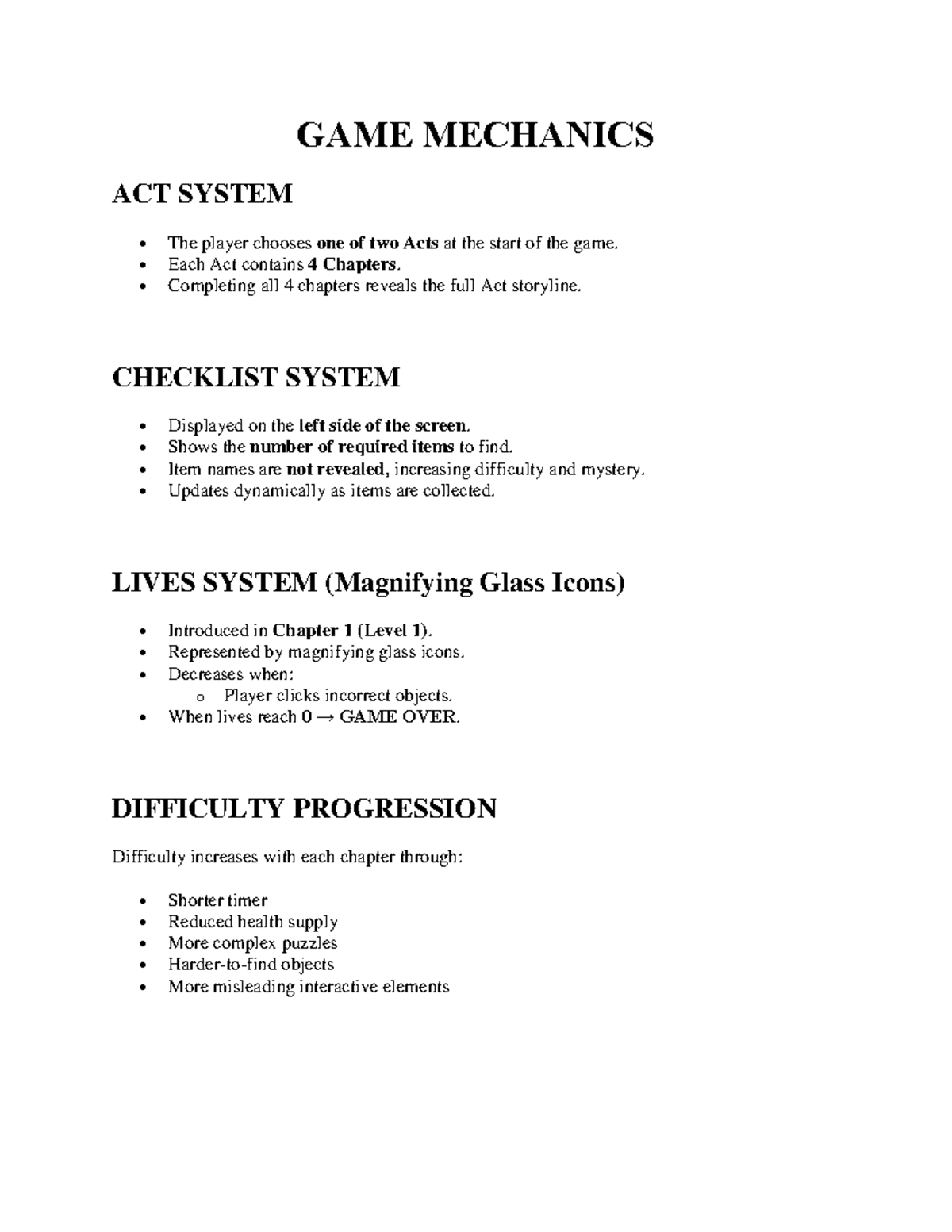 GAME MECHANICS: ACT & CHECKLIST SYSTEM OVERVIEW - Studocu