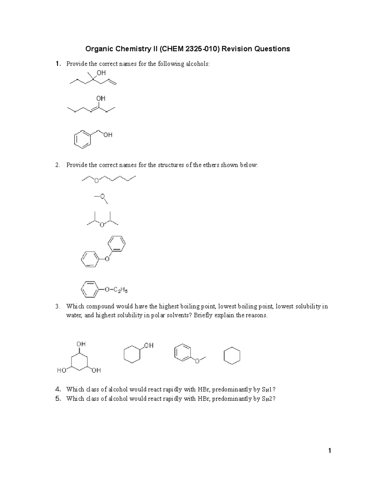 Organic Chemistry II (CHEM) Revision Questions and Answers - Studocu