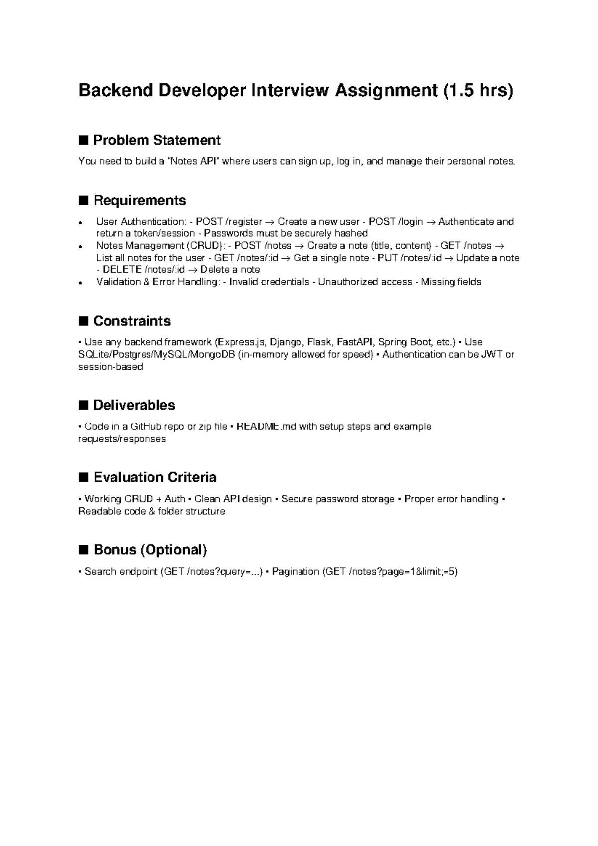 Backend Developer Interview Assignment (1.5 hrs) - Notes Management ...