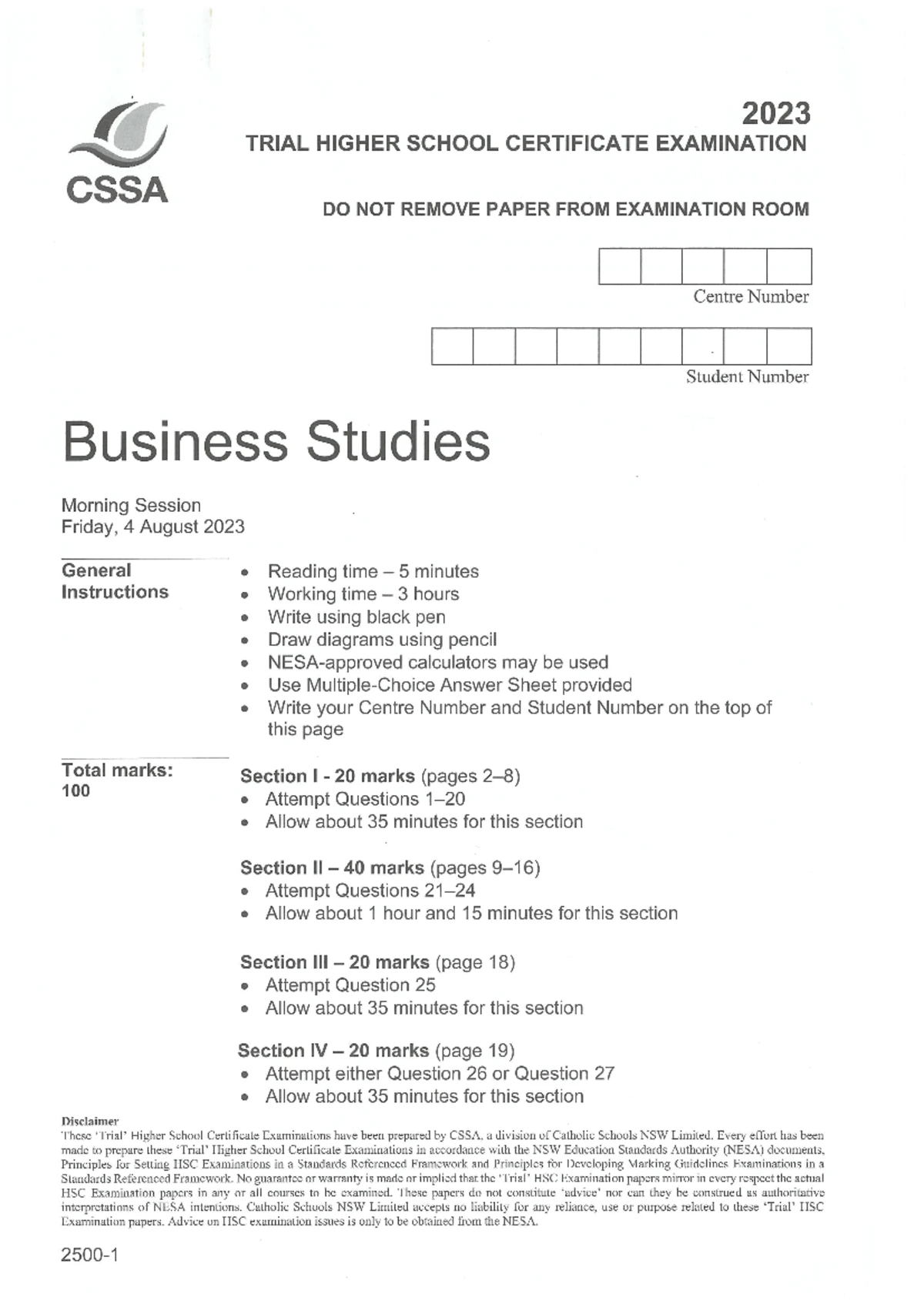 Riverview 2022 HSC Trial Exam Business Studies - Past Paper - Studocu