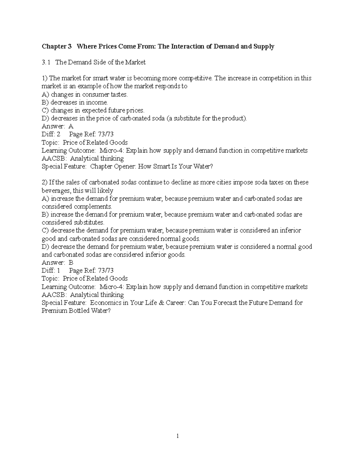 ECON1102 - HO07 Test Bank for Chapter 3: Demand & Supply Dynamics - Studocu