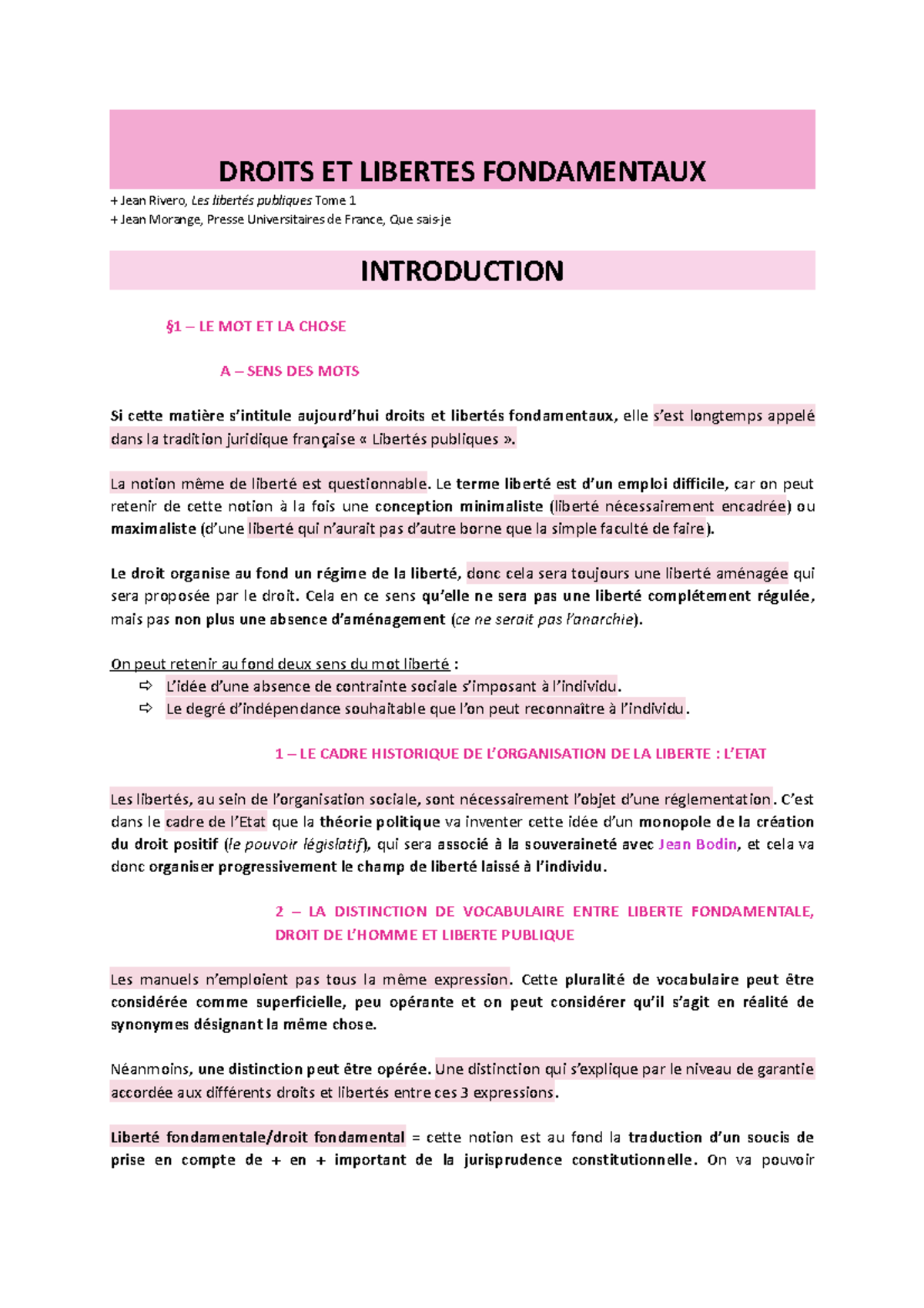 Droits et Libertés Fondamentaux dans le Droit Public Français - Studocu