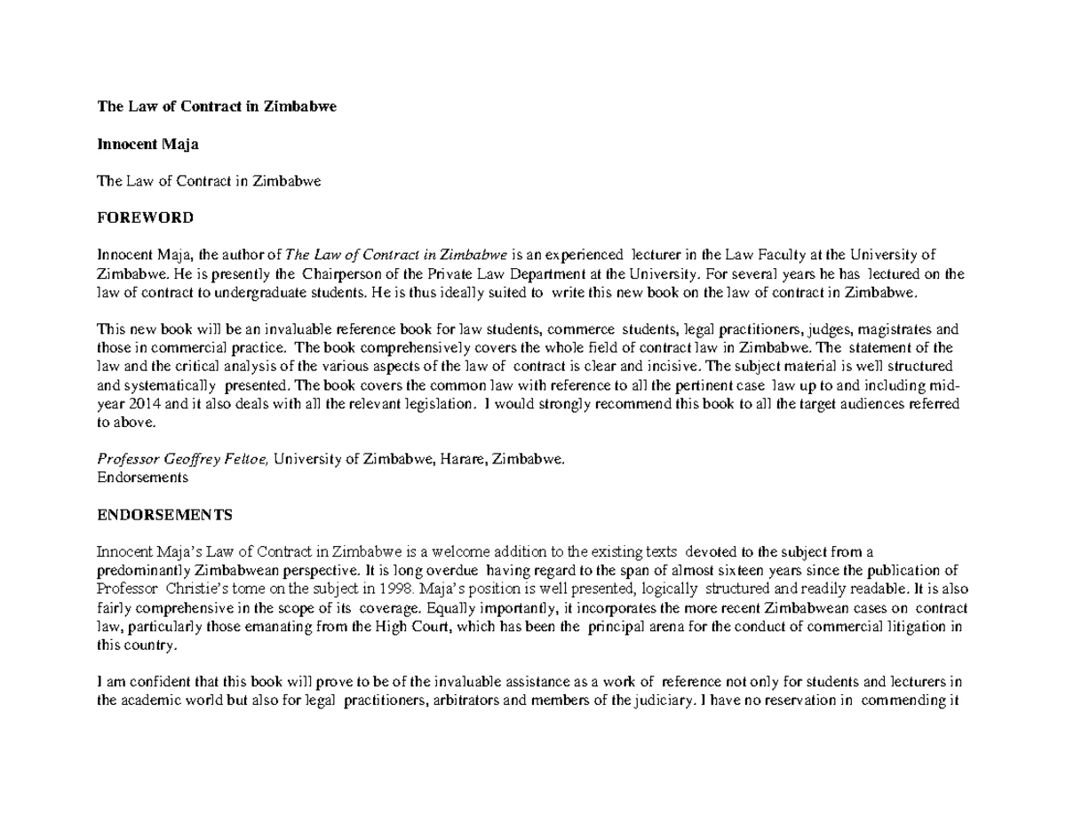 Notes Set 2 - Law of Contract - 1 | M s S R u f u / L a w o f C o n t r ...