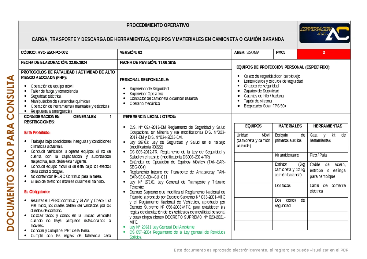 AYC-SSO-PO-005 Procedimiento Seguro para Trazo y Replanteo Topográfico ...