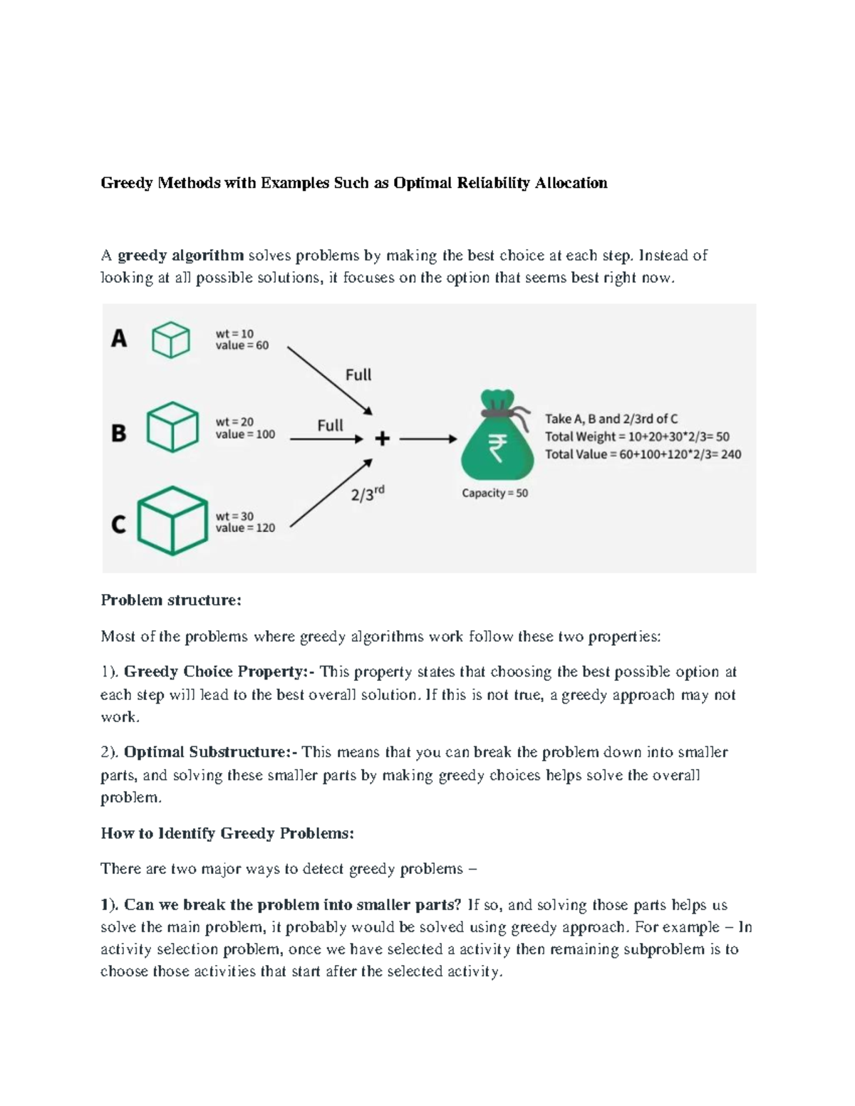 Greedy Methods in Algorithm Design: Concepts & Examples - Studocu