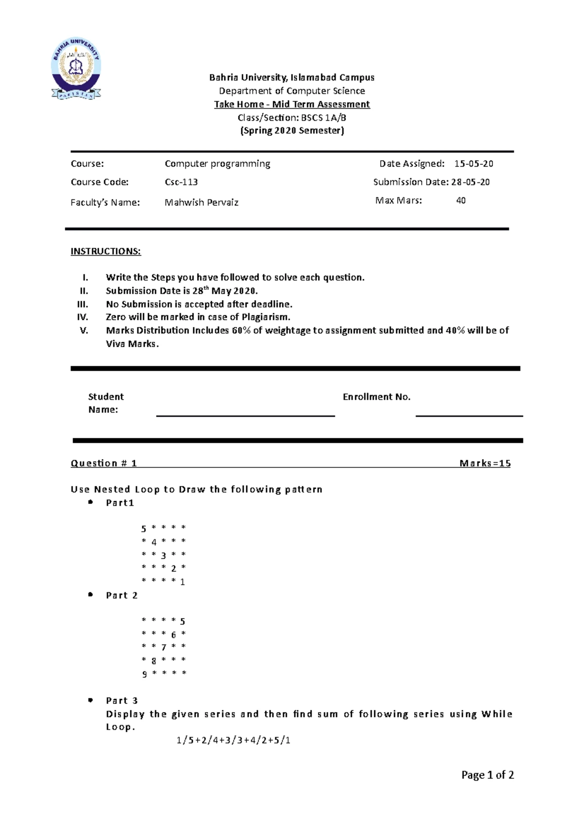 CS101 Lab Journal: Bubble Sort & Search Algorithms Tasks - Studocu
