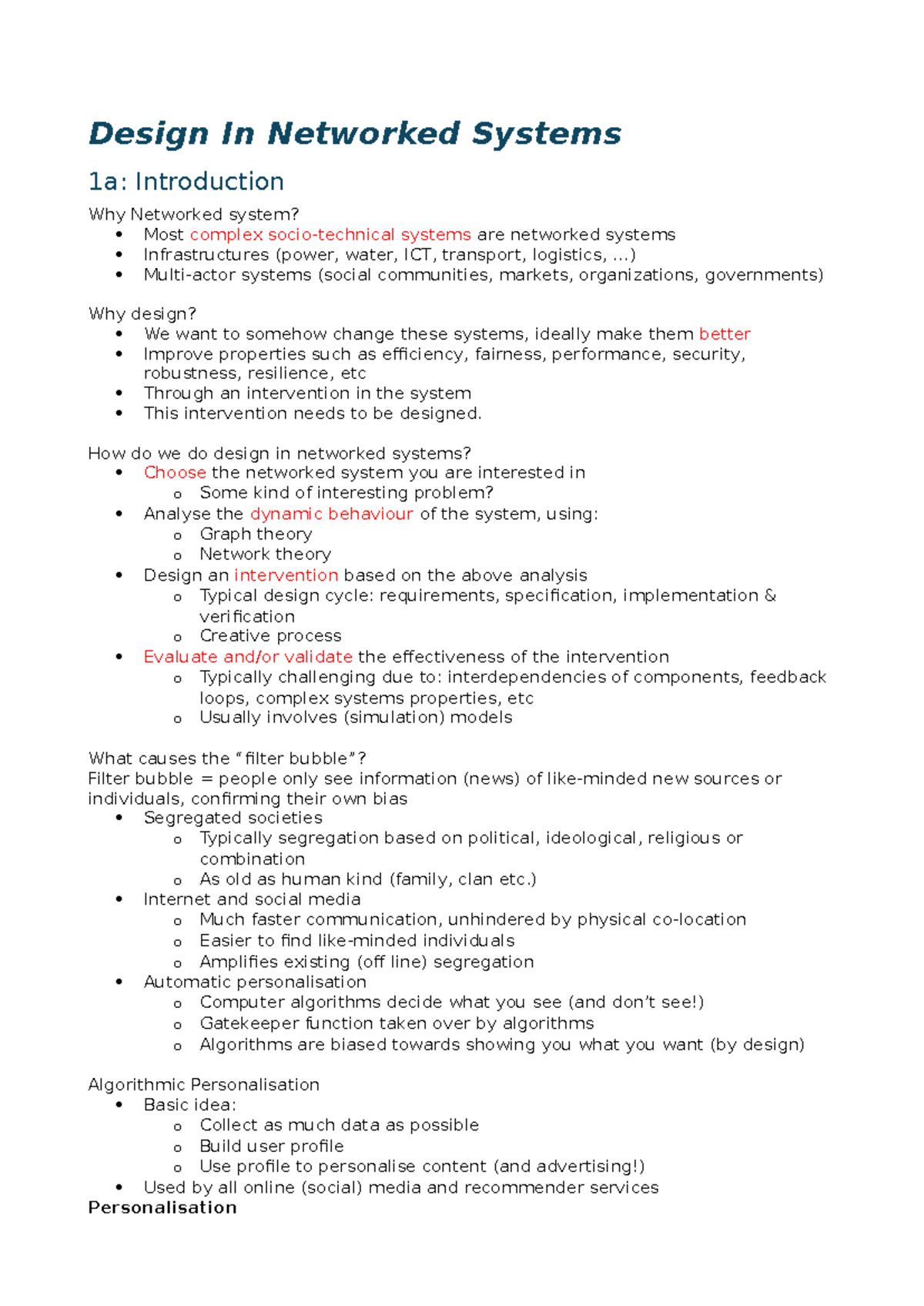 Design in Networked Systems 1A: Understanding Complex Systems and ...