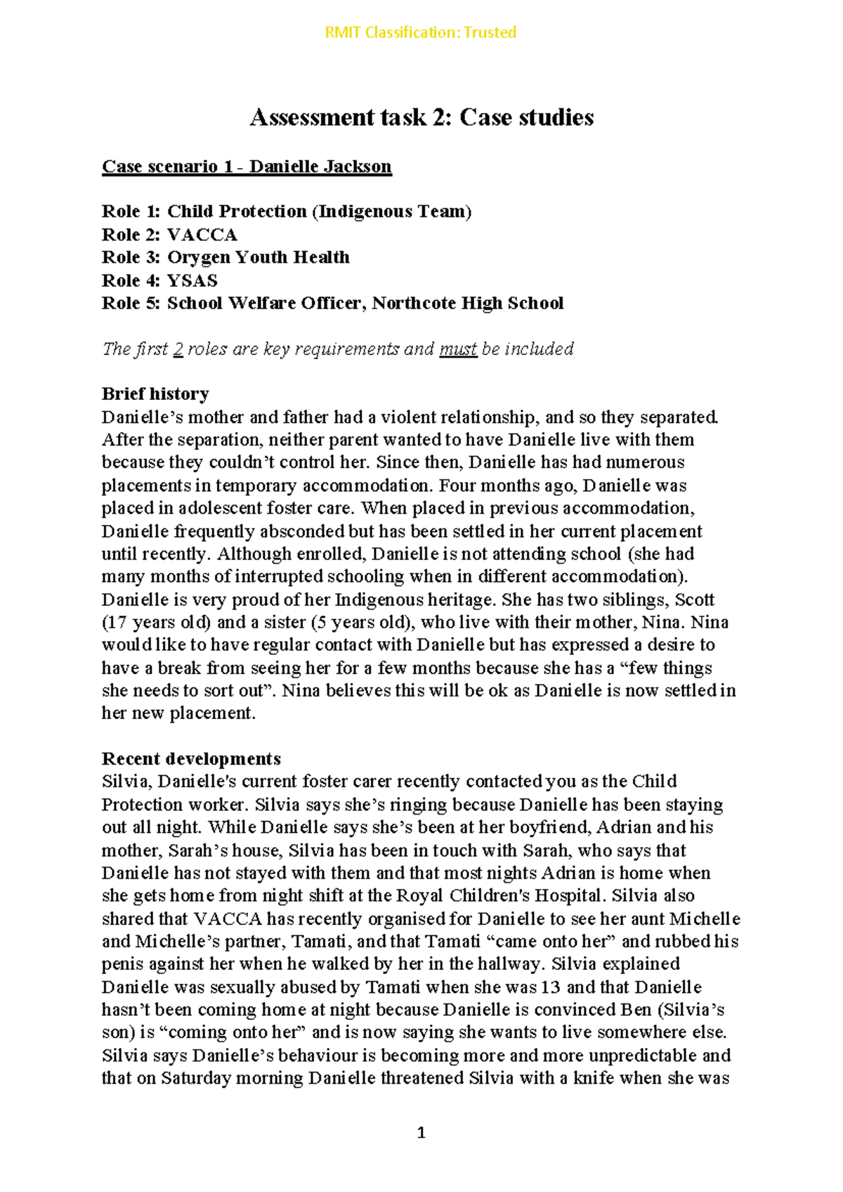 RMIT Classification: Trusted Assessment Task 2 - Case Studies Overview ...