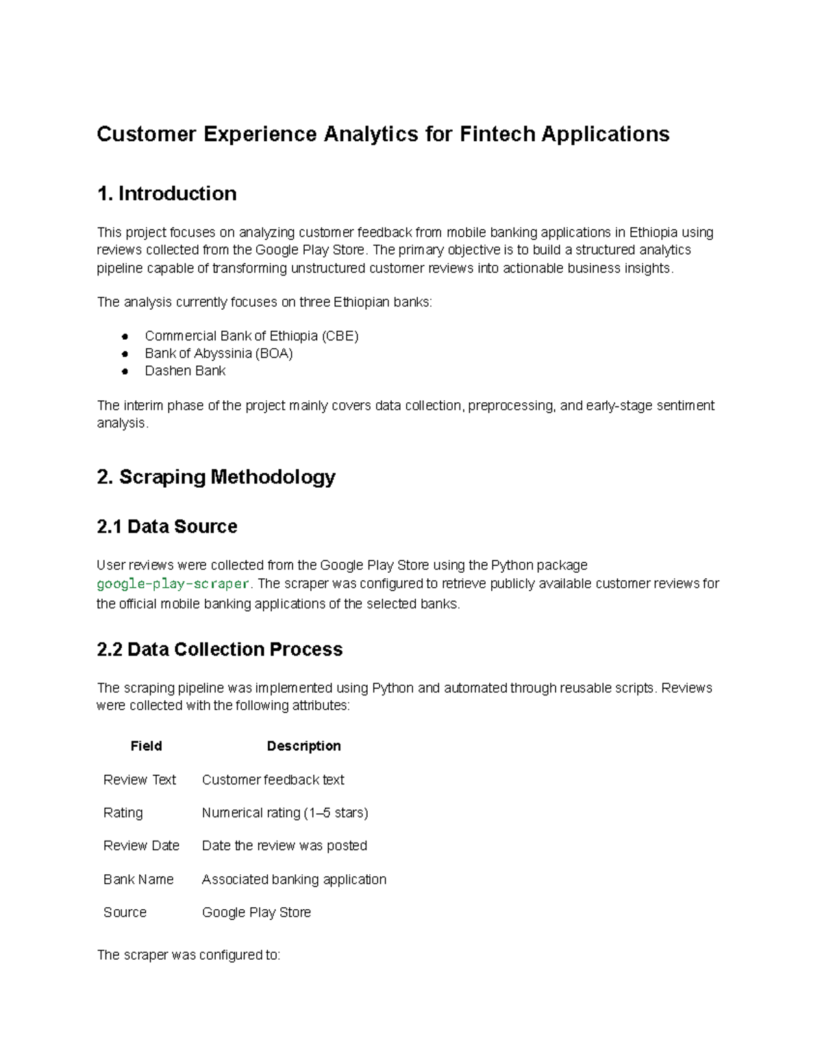 Interim Report on Customer Experience Analytics for Fintech ...