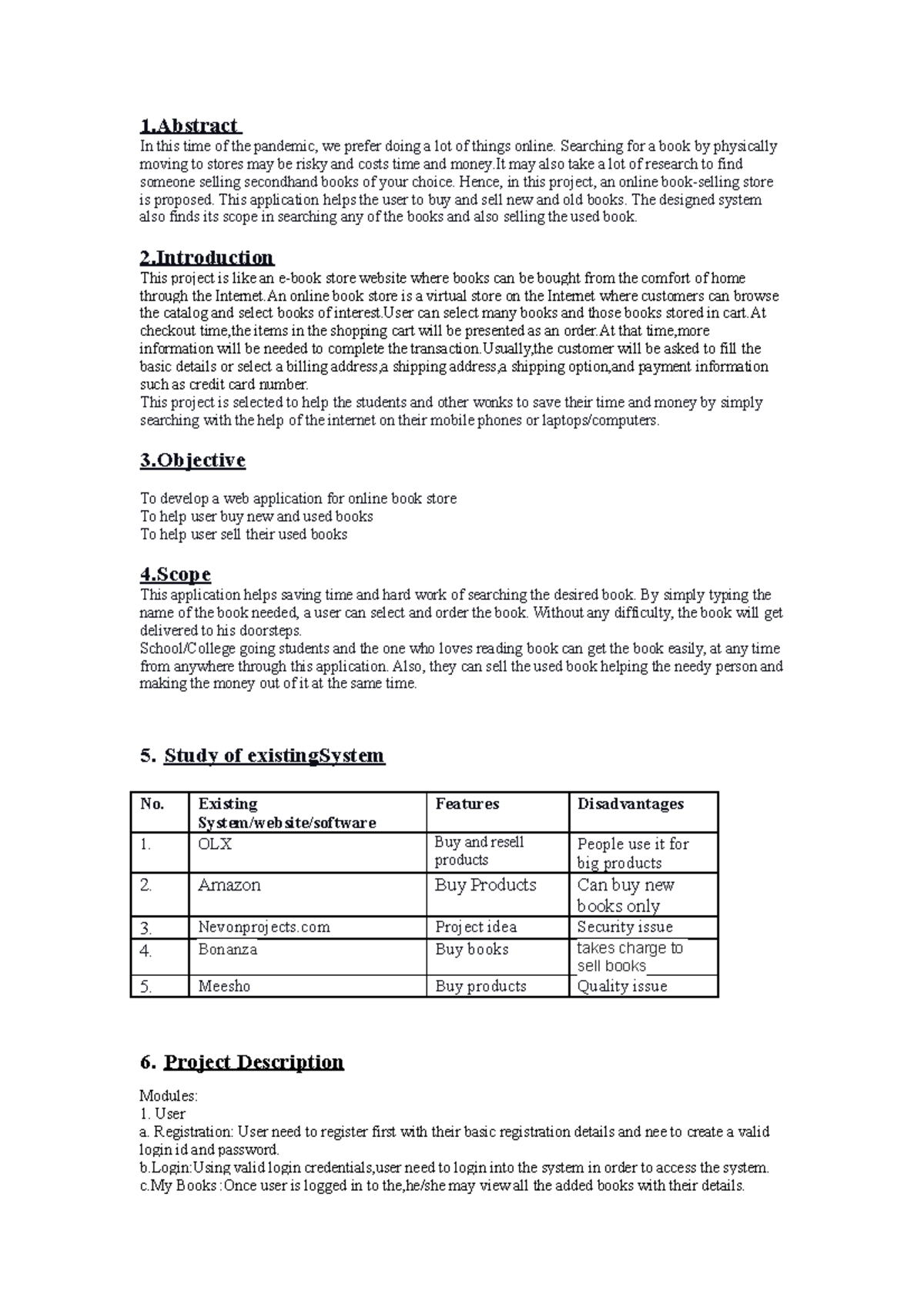 Online Book Store System: Project Synopsis & Development Overview - Studocu