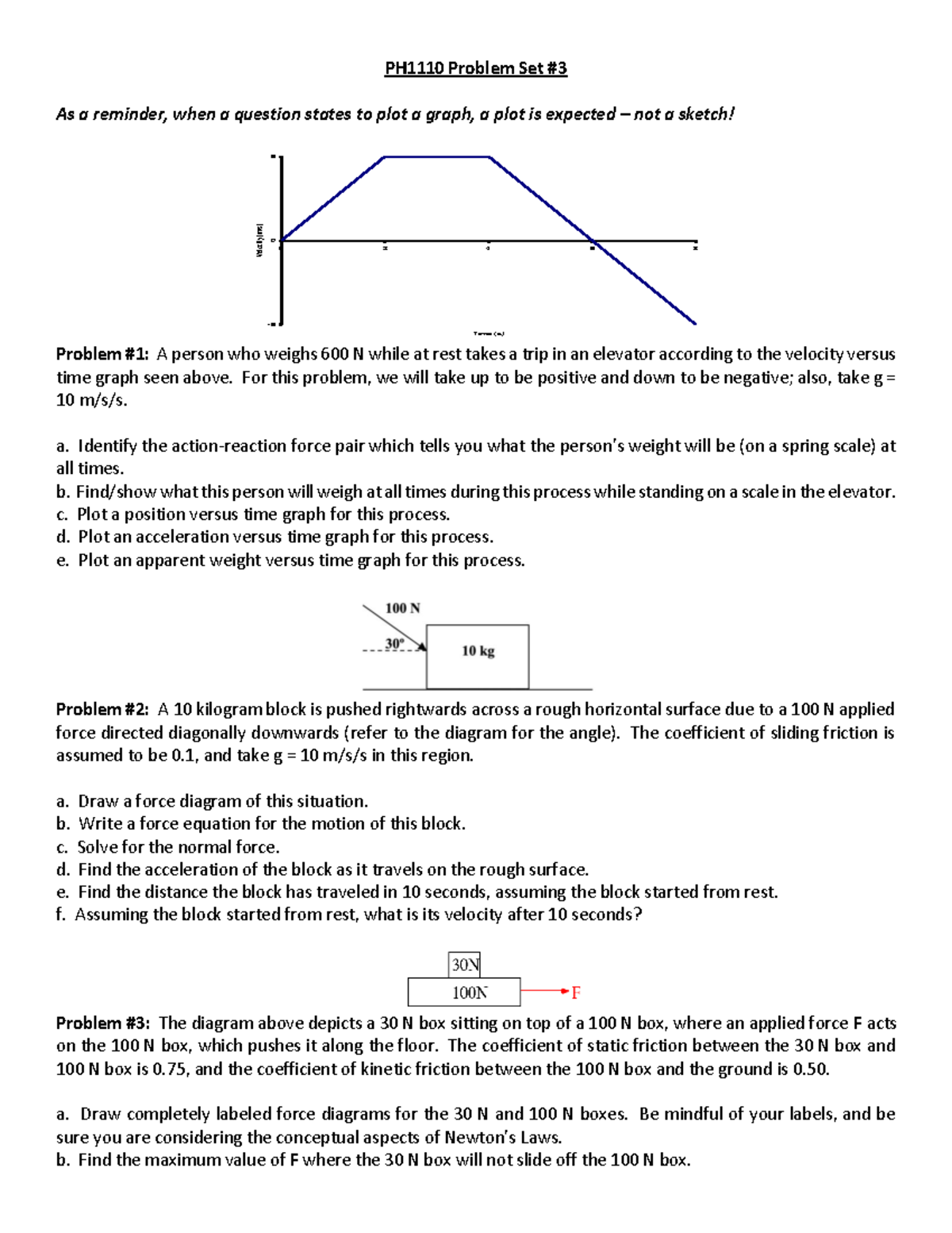 Problem Set #3 - Physics Homework on Forces and Motion - Studocu